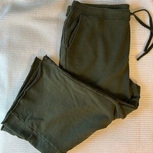 Eileen Fisher Wide Leg Cropped drawstring sweatpants | 1X | Green | 100% Cotton